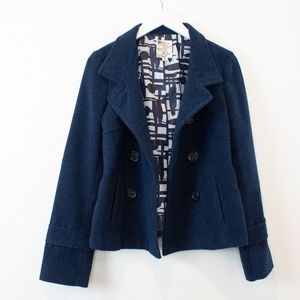 Anthropologie Tulle Cropped Coat Navy Size Small